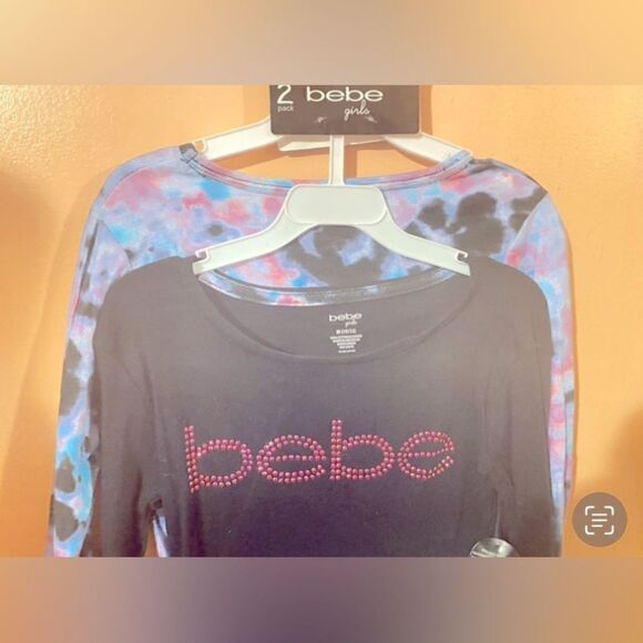 🛍️BeBe Girls 2 Pack multicolor Tops Shirts long sleeve Size: Medium 10/12🎀 - Picture 1 of 10